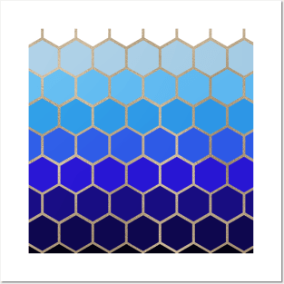 Honeycomb - Blue & Champagne Posters and Art